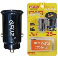شارژر فندکی فست شارژ GFUZ CR-86 3A QC3.0 25W + کابل تایپ سی