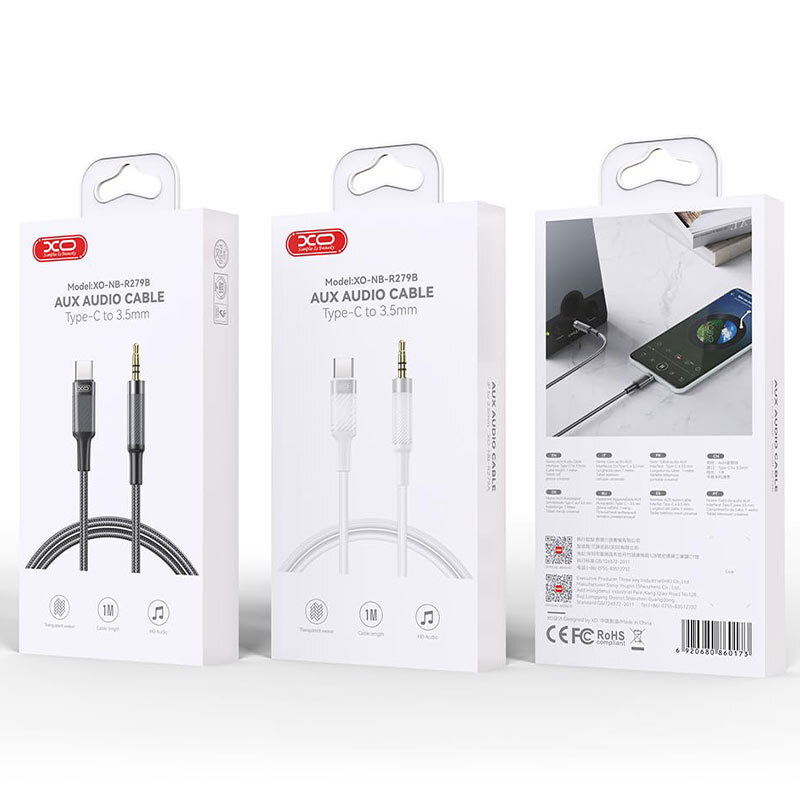 کابل تبدیل Type-C به AUX ایکس او XO-NB-R279B طول 1 متر
