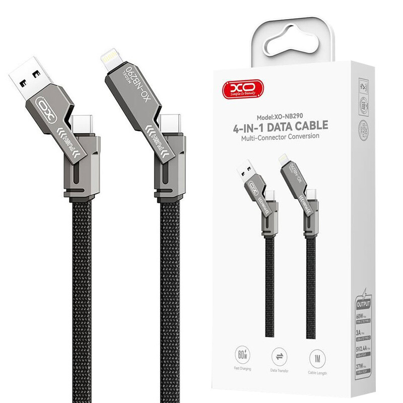 کابل شارژ چندکاره فست شارژ 60 وات ایکس او XO-NB290 طول 1 متر