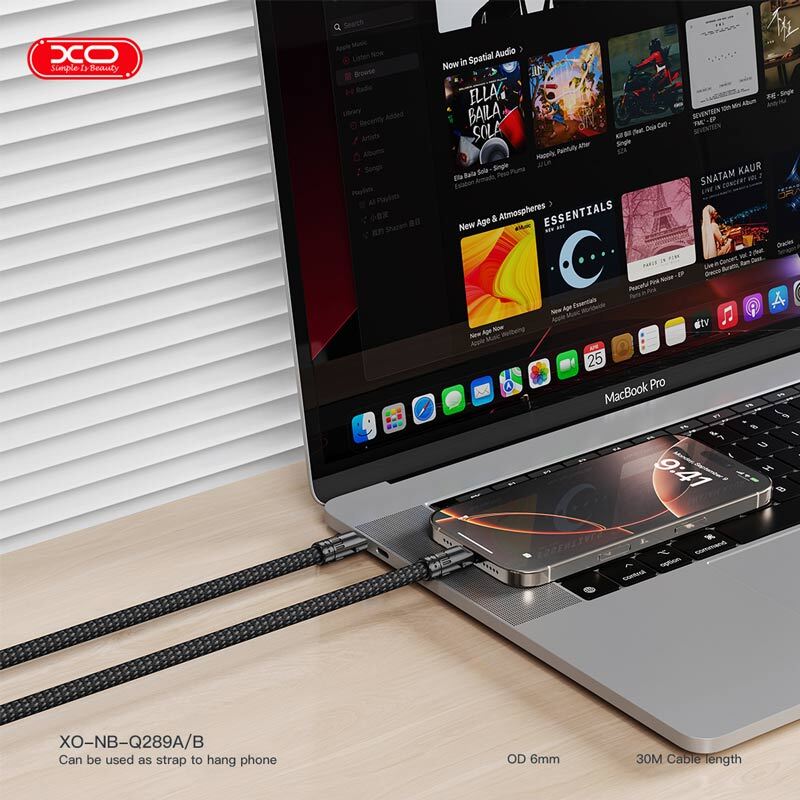 کابل کوتاه دو سر تایپ سی فست شارژ 60 وات ایکس او XO-NB-Q289B طول 30 سانتی متر