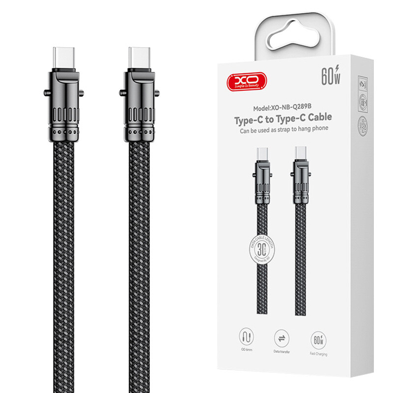 کابل کوتاه دو سر تایپ سی فست شارژ 60 وات ایکس او XO-NB-Q289B طول 30 سانتی متر