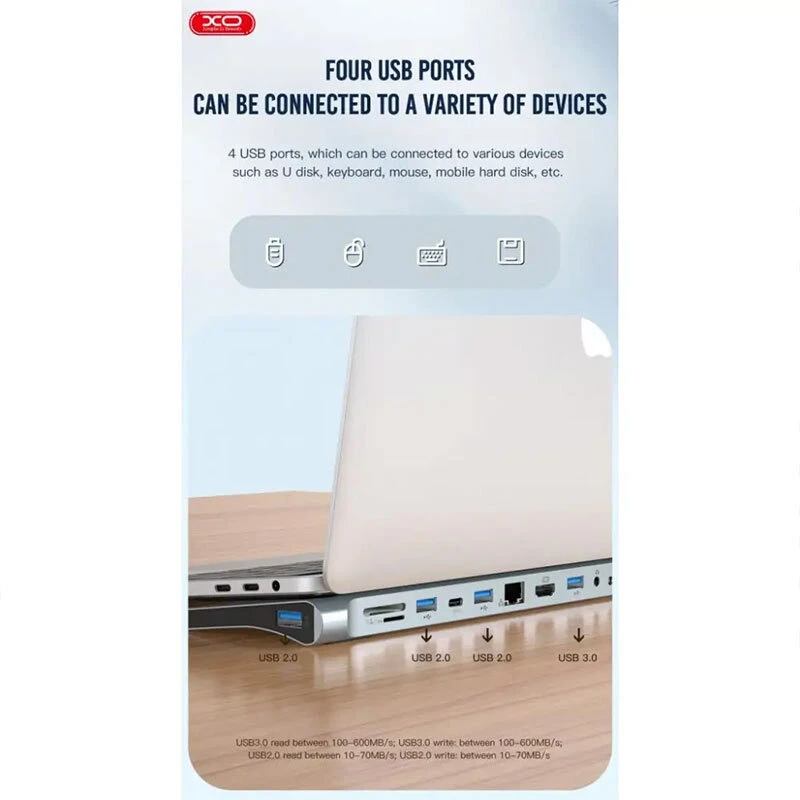 هاب 12 پورت Type-C ایکس او XO-HUB010
