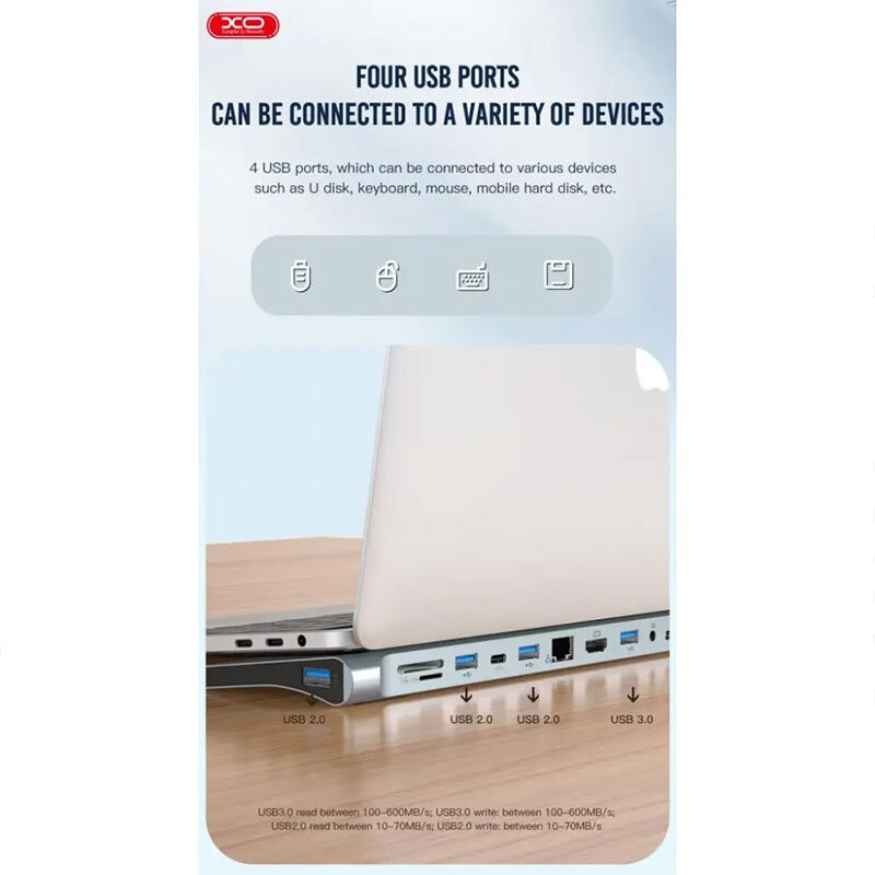 هاب 12 پورت Type-C ایکس او XO-HUB010