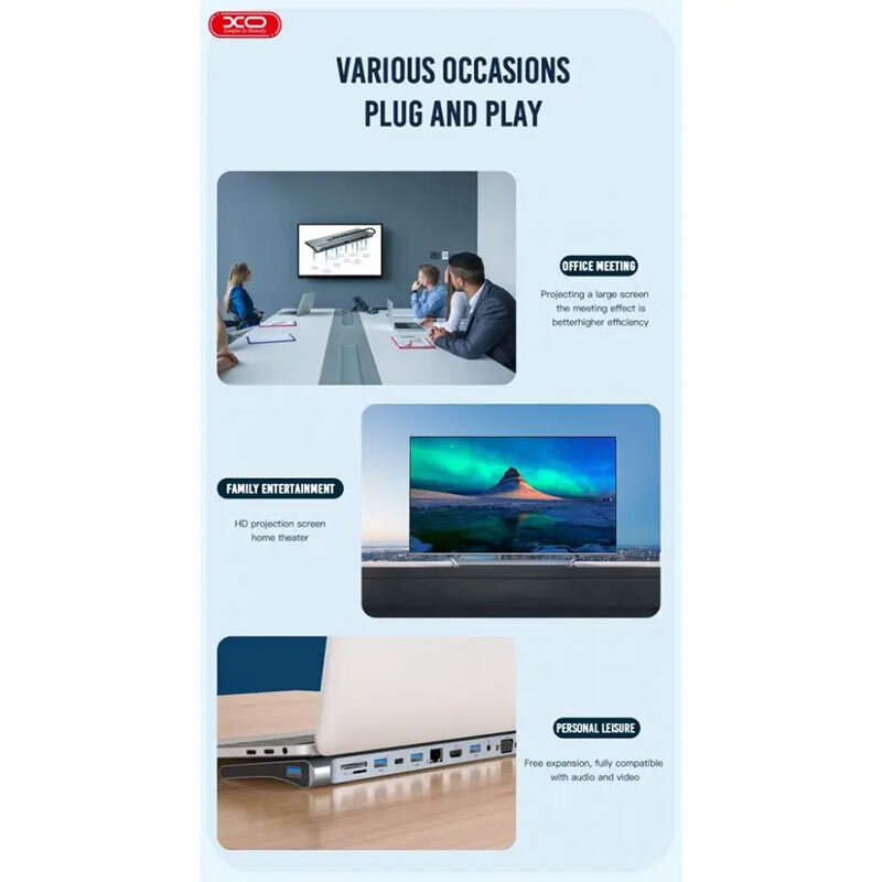 هاب 12 پورت Type-C ایکس او XO-HUB010