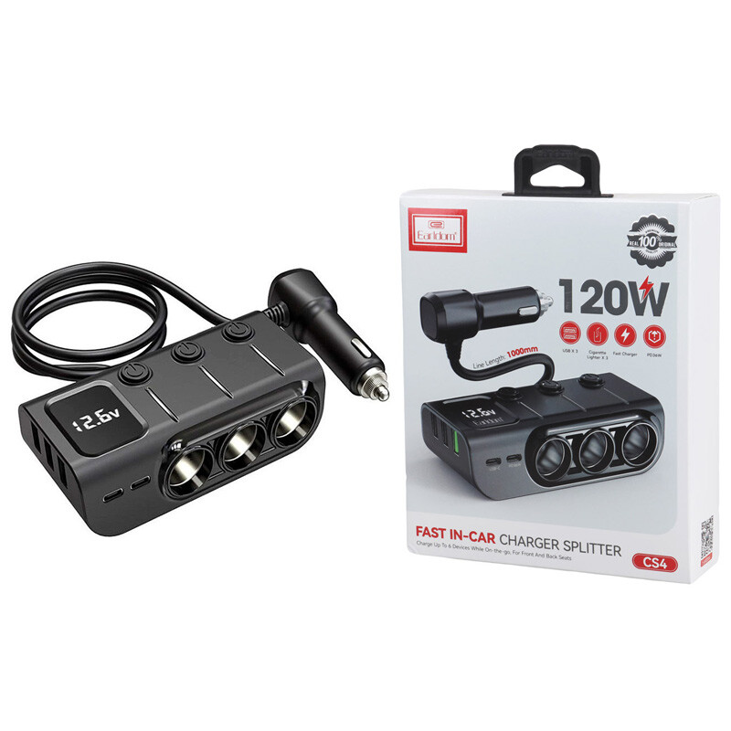 شارژر فندکی فست شارژ Earldom ET-CS4 PD 3A 120W