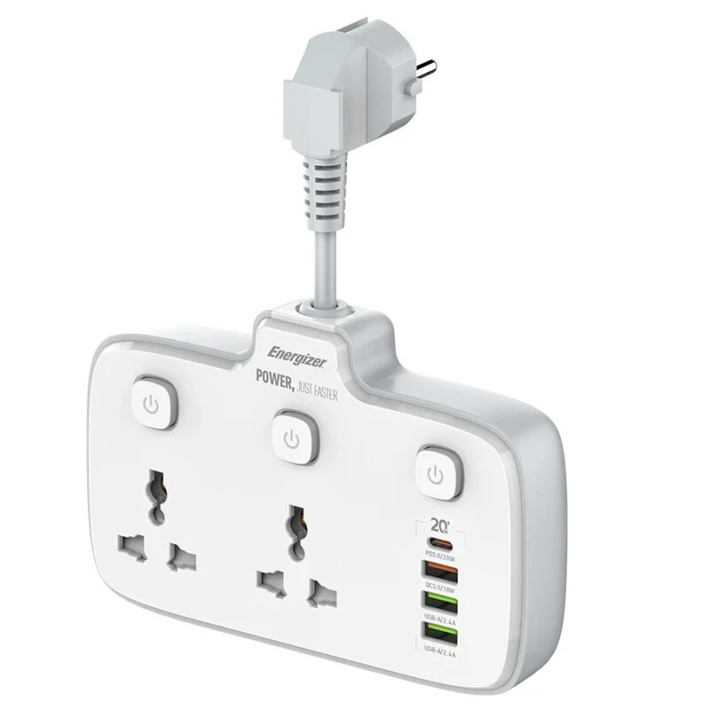 چند راهی 2 خانه انرجایزر EPB2503EU + شارژر USB و Type-C