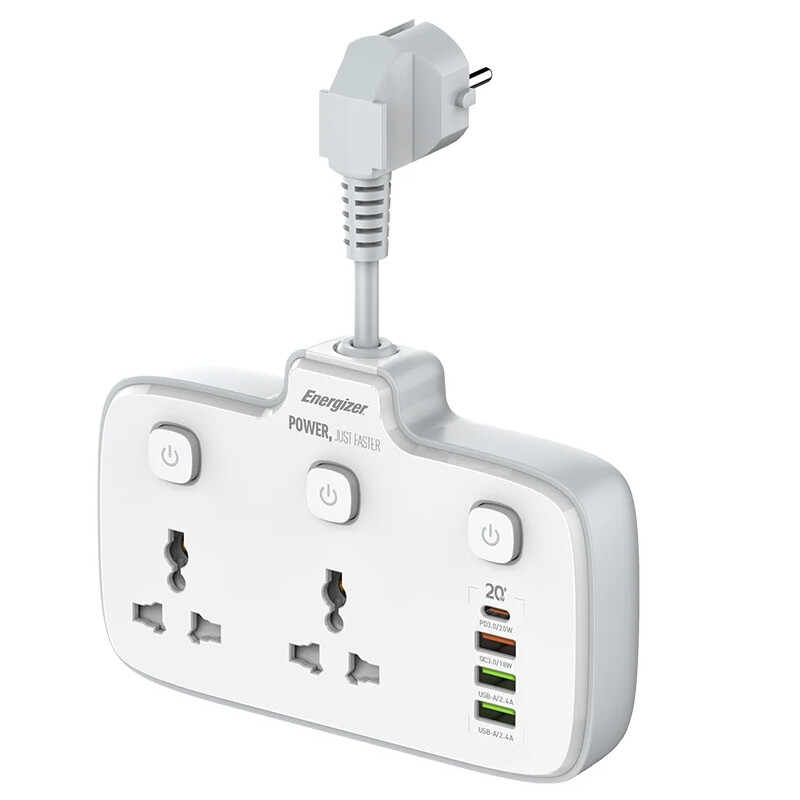 چند راهی 2 خانه برق انرجایزر EPB2503EU + شارژر USB و Type-C
