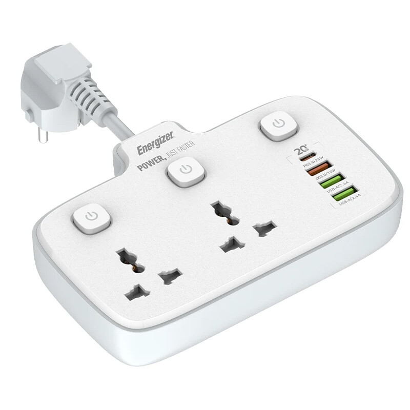 چند راهی 2 خانه برق انرجایزر EPB2503EU + شارژر USB و Type-C