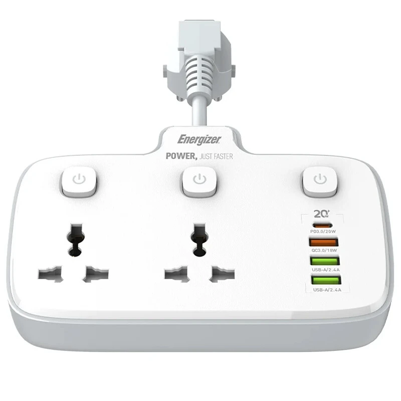 چند راهی 2 خانه انرجایزر EPB2503EU + شارژر USB و Type-C