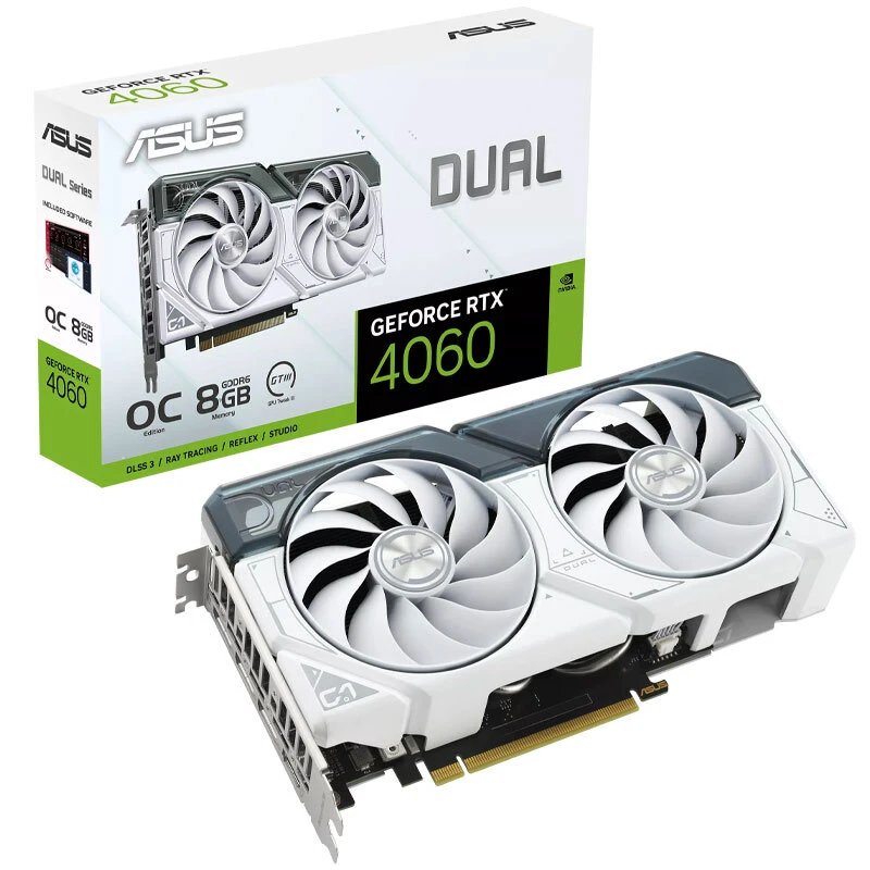 کارت گرافیک Asus Dual GeForce RTX 4060 White OC 8GB GDDR6 128Bit