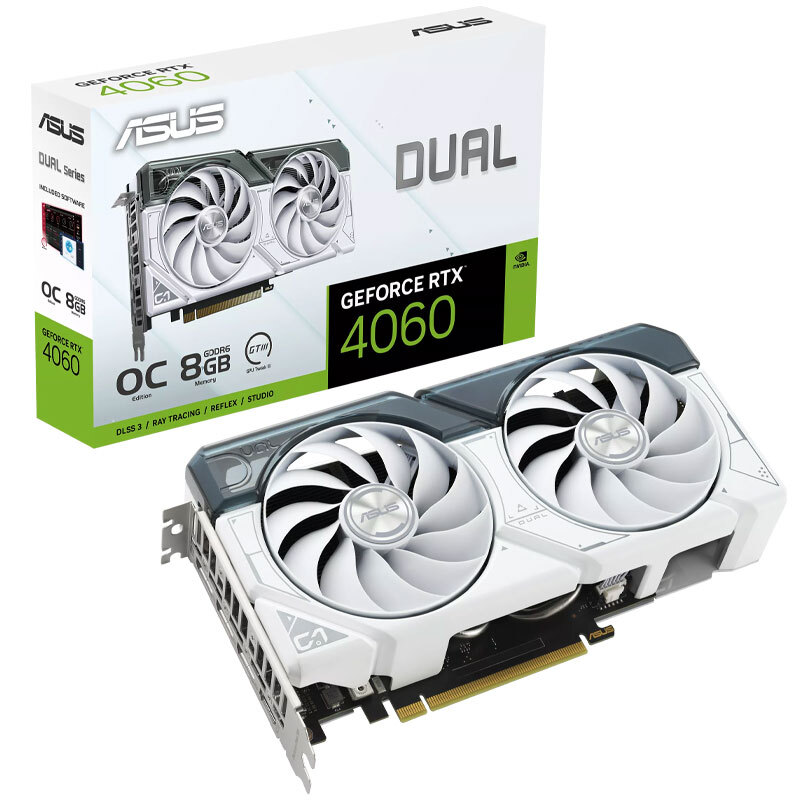 کارت گرافیک Asus Dual GeForce RTX 4060 White OC 8GB GDDR6 128Bit