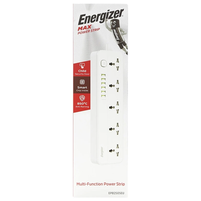 چند راهی 5 خانه انرجایزر EPB2505EU با کابل 2 متری + شارژر USB