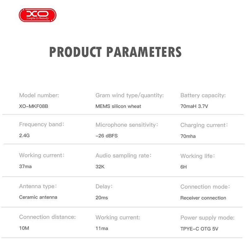 میکروفون یقه ای بی سیم XO XO-MKF08B