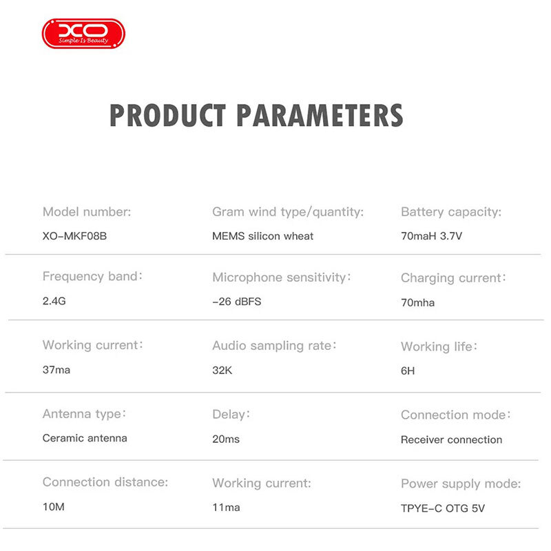 میکروفون یقه ای بی سیم XO XO-MKF08B