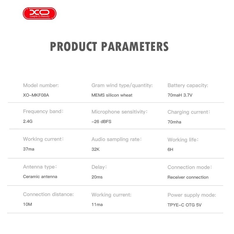 میکروفون یقه ای بی سیم XO XO-MKF08A