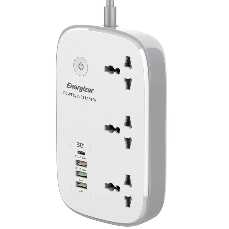چند راهی 3 خانه انرجایزر EPB2502EU با کابل 2 متری + شارژر USB و Type-C