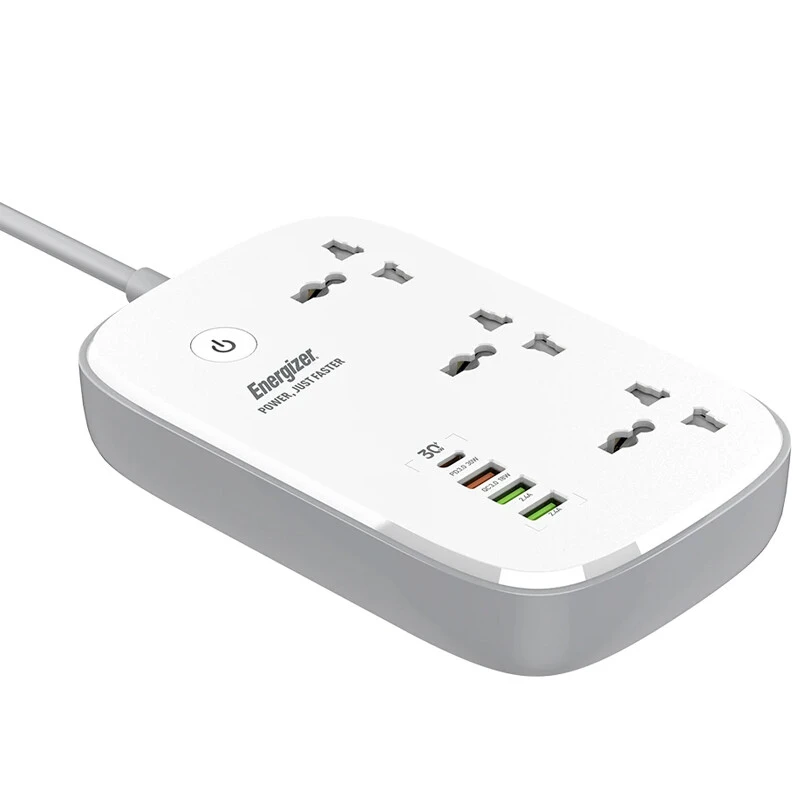 چند راهی 3 خانه انرجایزر EPB2502EU با کابل 2 متری + شارژر USB و Type-C