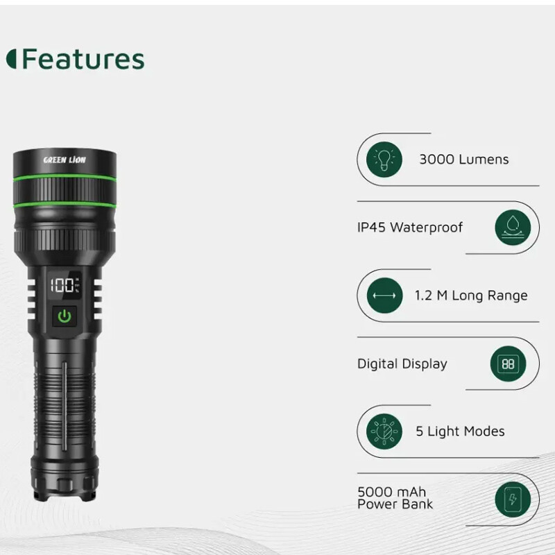 چراغ قوه شارژی Green Lion Hyper Ray Pro