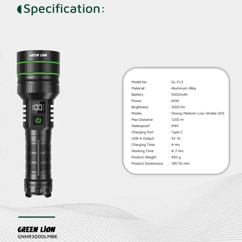 چراغ قوه شارژی Green Lion Hyper Ray Pro