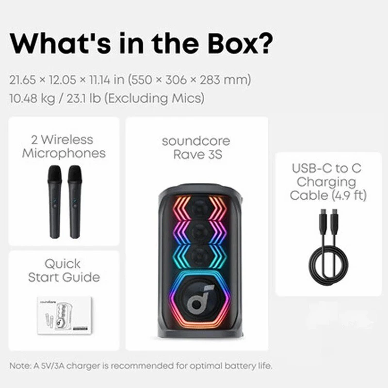 اسپیکر چمدانی بلوتوثی انکر SoundCore Rave 3S A31A3 + میکروفون