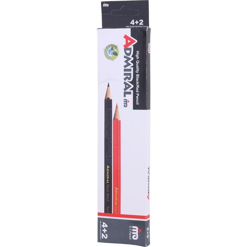 مداد مشکی و قرمز آدمیرال Admiral 961B بسته 2+4 عددی