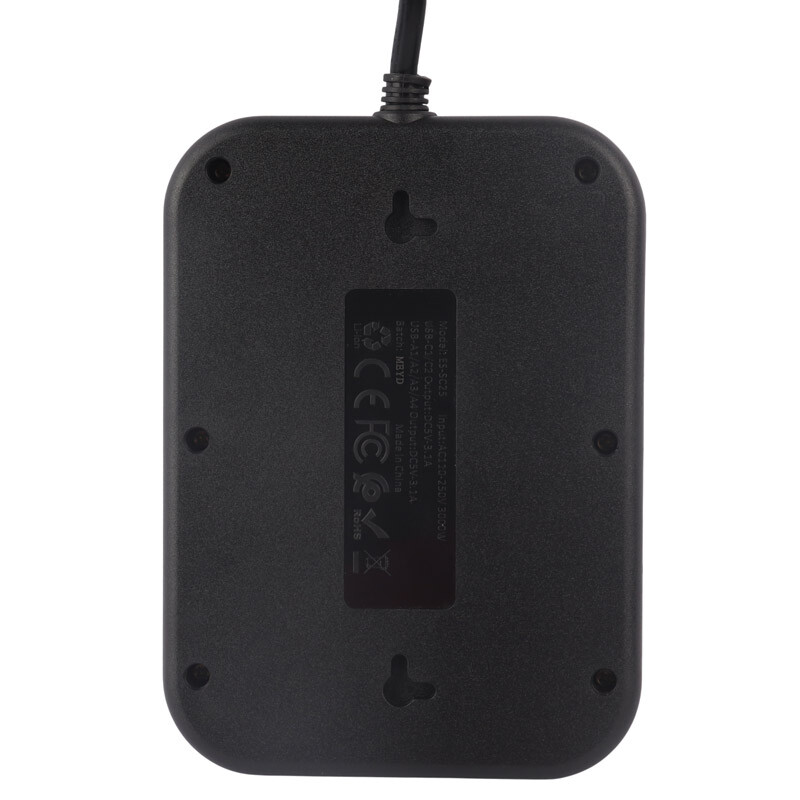 چند راهی 4 خانه برق ارلدام ES-SC25 با کابل 2 متری + شارژر USB و Type-C