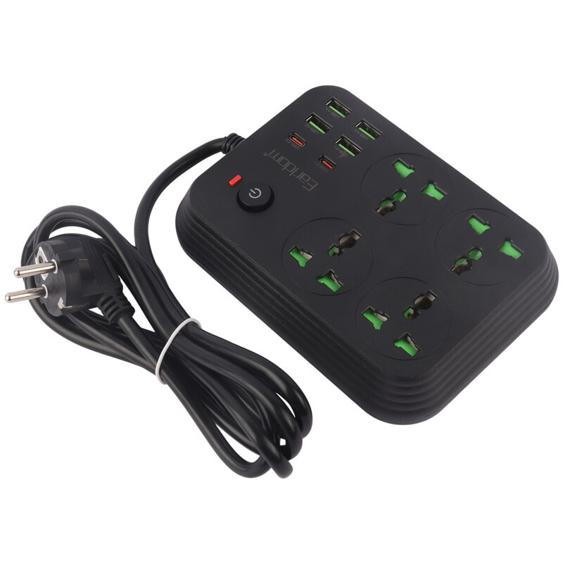 چند راهی 4 خانه برق ارلدام ES-SC25 با کابل 2 متری + شارژر USB و Type-C
