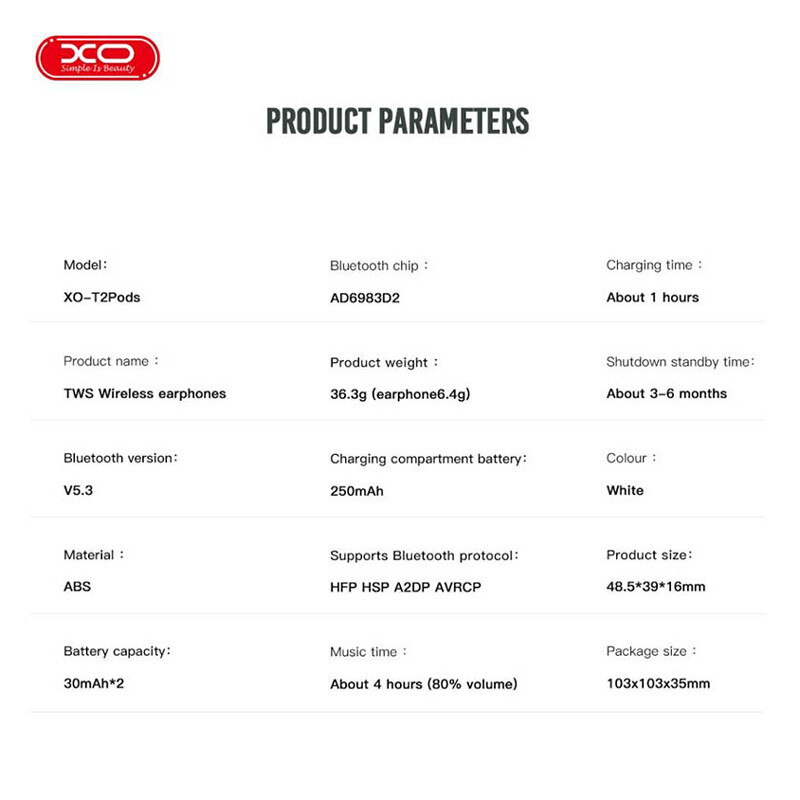 هندزفری بلوتوثی ایکس او XO-T2Pods