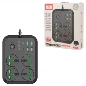 چند راهی 4 خانه ارلدام ES-SC25 با کابل 2 متری + شارژر USB و Type-C