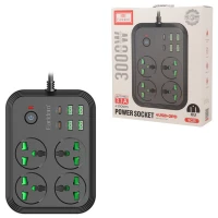 چند راهی 4 خانه برق ارلدام ES-SC25 با کابل 2 متری + شارژر USB و Type-C
