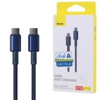 کابل دو سر تایپ سی فست شارژ 100 وات باسئوس Tungsten Gold p10319800 طول 1 متر