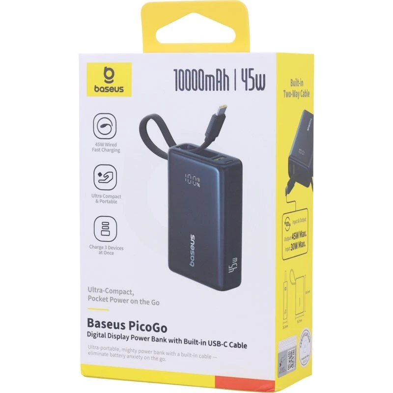 پاور بانک فست شارژ باسئوس PicoGo P10076803213 PD 45W ظرفیت 10000 میلی آمپر ساعت