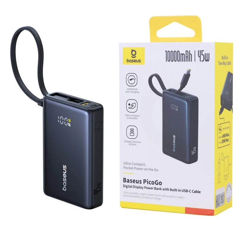 پاور بانک فست شارژ باسئوس PicoGo P10076803213 PD 45W ظرفیت 10000 میلی آمپر ساعت