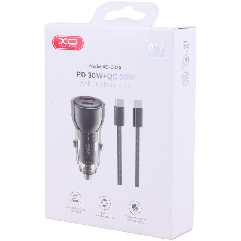 شارژر فندکی 30 وات ایکس او XO-CC60 + کابل تایپ سی