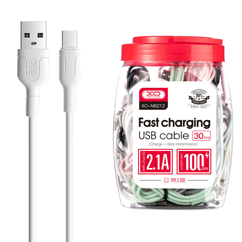 کابل تایپ سی فست شارژ 2.1 آمپر ایکس او XO-NB212 طول 1 متر بسته 30 عددی