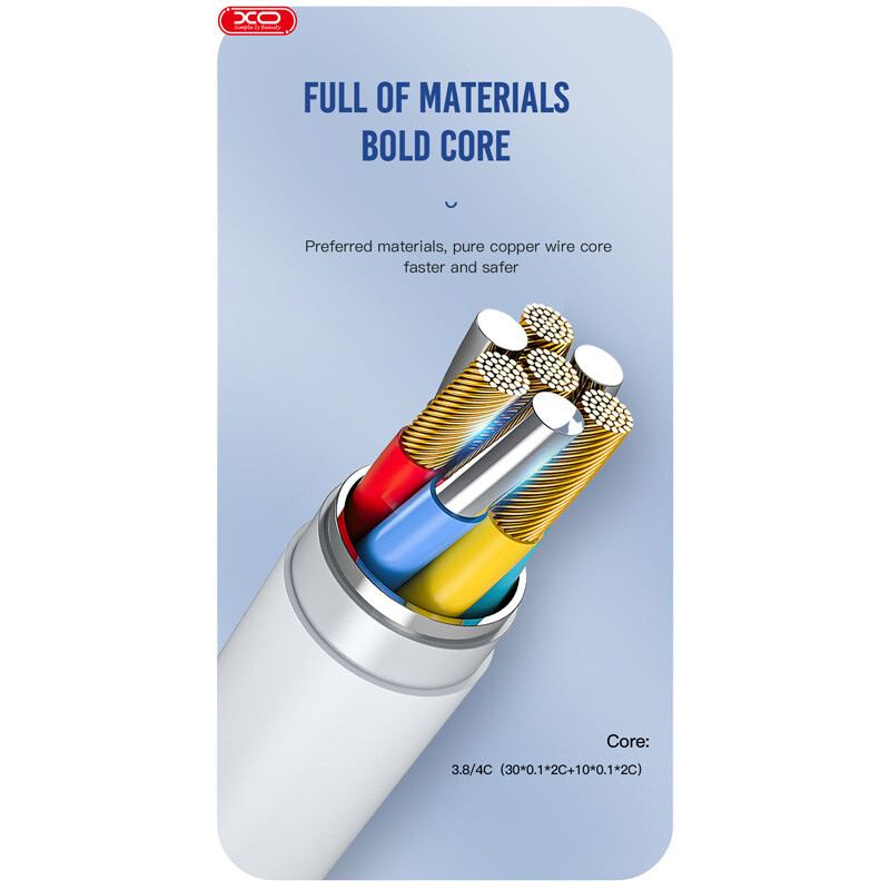 کابل تایپ سی فست شارژ 2.1 آمپر ایکس او XO-NB212 طول 1 متر بسته 30 عددی