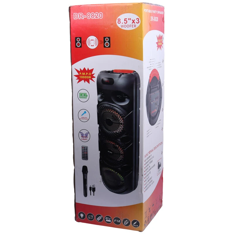 اسپیکر چمدانی بلوتوثی DR-8820 + میکروفون و ریموت کنترل