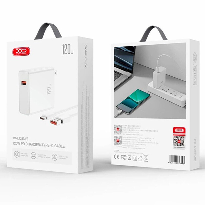 شارژر دیواری 120 وات ایکس او XO-L128 PD 6A + کابل تایپ سی