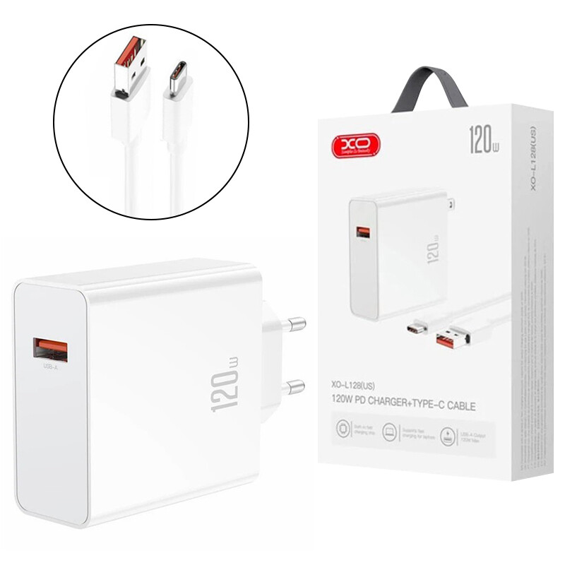 شارژر دیواری 120 وات ایکس او XO-L128 PD 6A + کابل تایپ سی