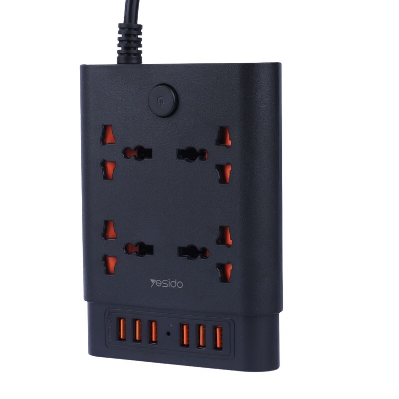 چند راهی 4 خانه یسیدو MC08 با کابل 1.88 متری + شارژر USB