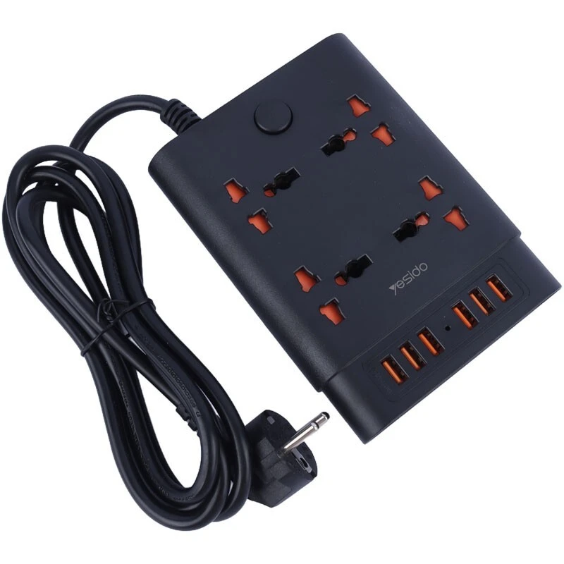 چند راهی 4 خانه یسیدو MC08 با کابل 1.88 متری + شارژر USB