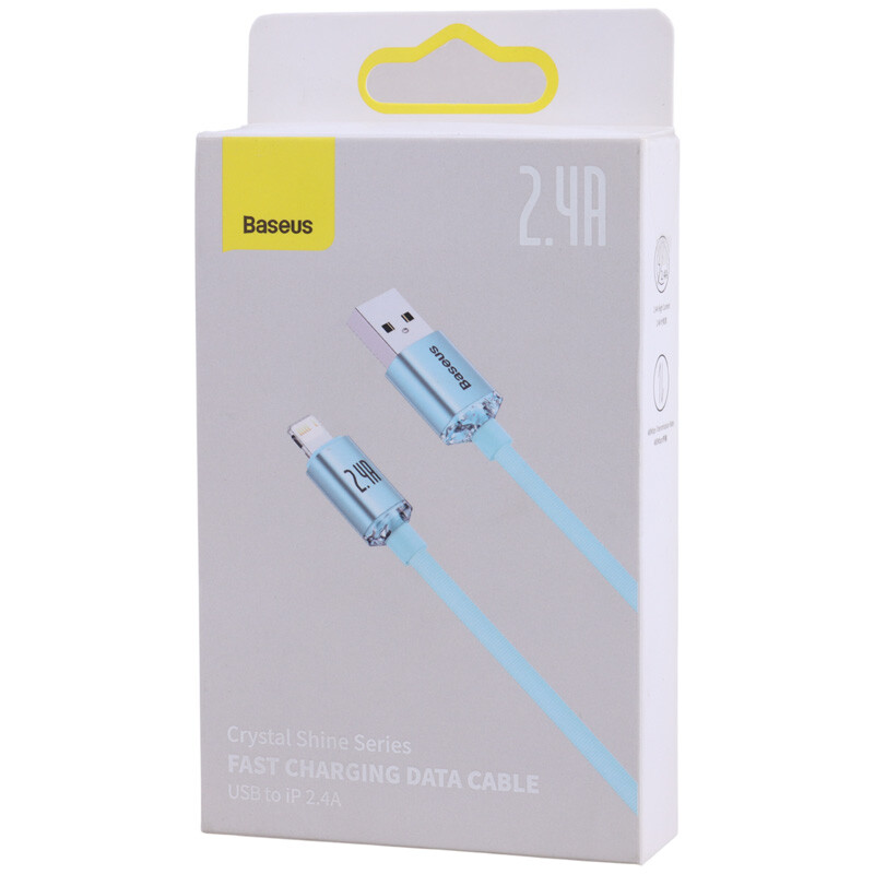 کابل لایتنینگ فست شارژ 2.4 آمپر باسئوس Crystal Shine CAJY00010 طول 2 متر