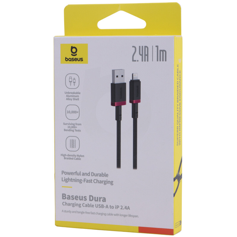 کابل لایتنینگ فست شارژ 2.4 آمپر باسئوس Dura P10377801U01 طول 1 متر