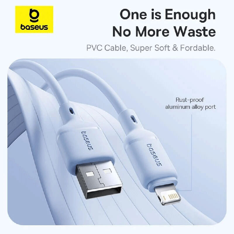 کابل لایتنینگ فست شارژ 2.4 آمپر باسئوس Silky P10377702113 طول 1 متر