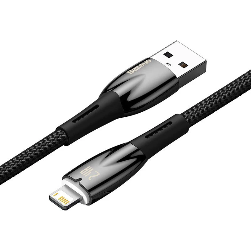 کابل لایتنینگ فست شارژ 2.4 آمپر باسئوس Glimmer Series CADH000301 طول 2 متر