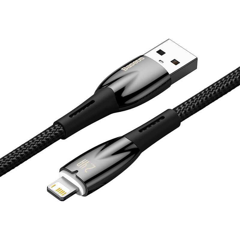 کابل لایتنینگ فست شارژ 2.4 آمپر باسئوس Glimmer Series CADH000301 طول 2 متر