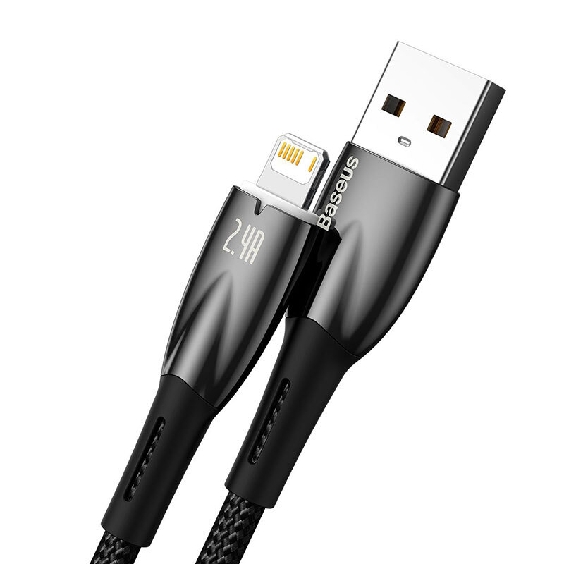 کابل لایتنینگ فست شارژ 2.4 آمپر باسئوس Glimmer Series CADH000301 طول 2 متر