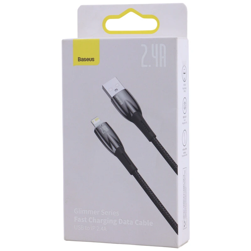 کابل لایتنینگ فست شارژ 2.4 آمپر باسئوس Glimmer Series CADH000301 طول 2 متر