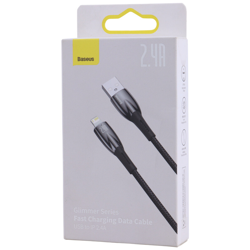 کابل لایتنینگ فست شارژ 2.4 آمپر باسئوس Glimmer Series CADH000301 طول 2 متر
