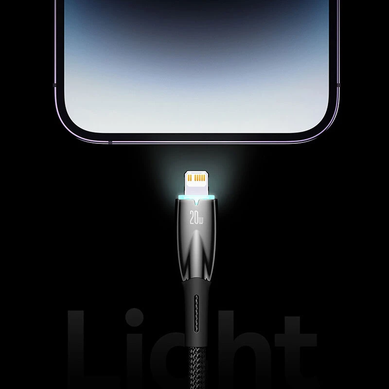 کابل لایتنینگ فست شارژ 2.4 آمپر باسئوس Glimmer Series CADH000301 طول 2 متر
